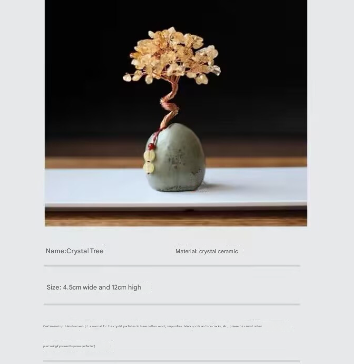 V888-ELOSUNG28517-202505131905-01 Black Obsidian Natural Crystal Wealth Tree - 12cm Feng Shui Decor, Elegant Office Desk Ornament - Image 2