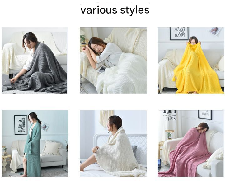 V888-ELOSUNG28611-202505151806-01 110cm x 150cm Grey Knitted Sofa Blanket for Autumn and Winter Naps - Image 2