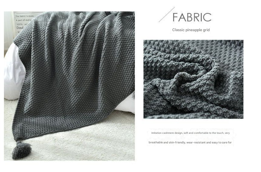V888-ELOSUNG28611-202505151806-02 110cm x 150cm Grey Knitted Sofa Blanket for Autumn and Winter Naps - Image 3