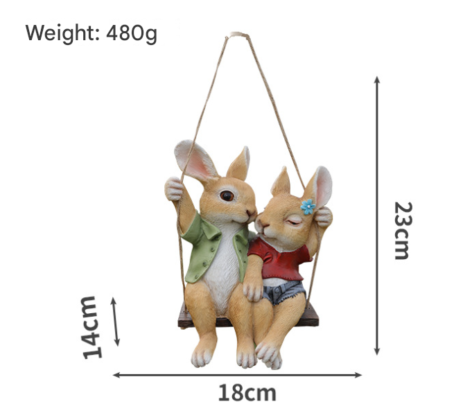 V888-ELOSUNG28688-202505191406-02 Cartoon Rabbit Couple Swing Garden Ornament - Charming Resin Decor - Image 3