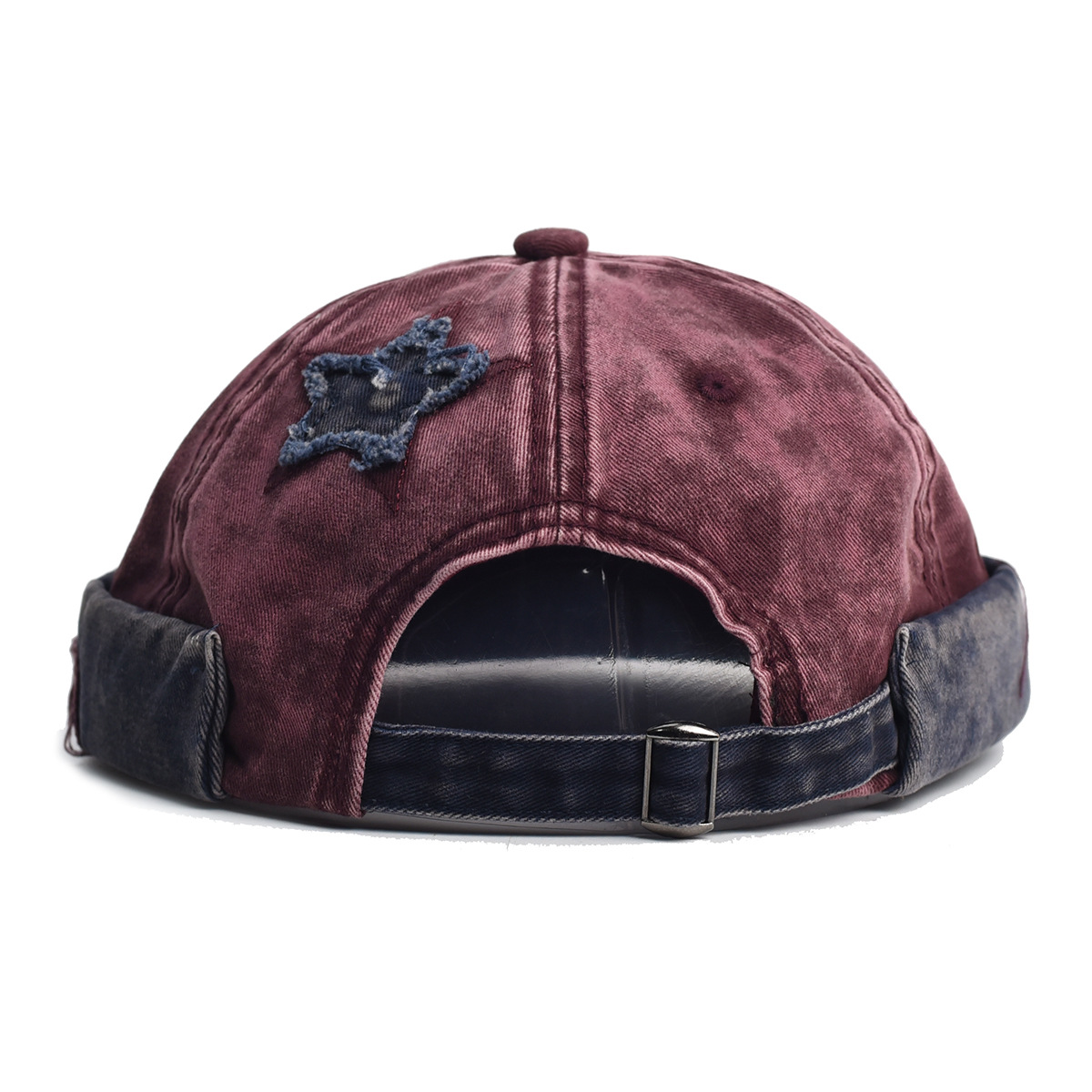 V888-ELOSUNG29067-202505191341-03 Vintage Washed Cotton Docker Cap - Unisex Brimless Beanie Hat with Star Patch(Khaki) - Image 4