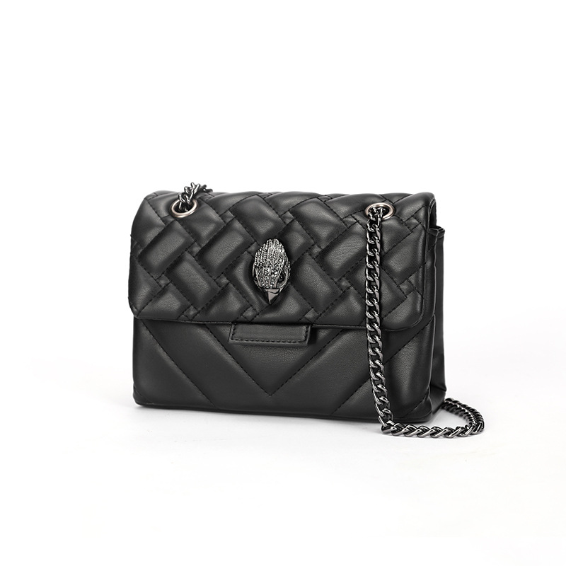 V888-ELOSUNG29070-202505191145-00 Elegant Quilted Leather Chain Bag with Bird Head Clasp(Black) - Image 1