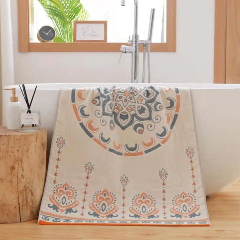 V888-ELOSUNG29165-202505231120-00 Premium Cartoon Animal Print Gauze Bath Towel - 70x140cm, Soft, Absorbent(Sun God 70*140) - Image 1