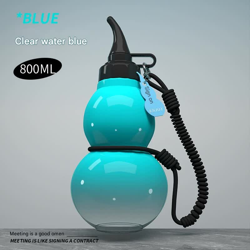 V888-ELOSUNG29815-202506190636-00 Unique Gourd-Shaped Sports Water Bottle - 800ml Tritan Material, Leakproof with Carry Strap(blue) - Image 1