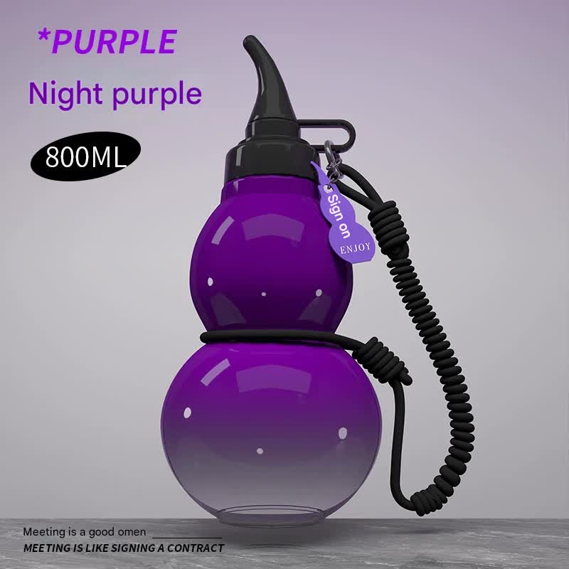 V888-ELOSUNG29816-202506190636-00 Unique Gourd-Shaped Sports Water Bottle - 800ml Tritan Material, Leakproof with Carry Strap(purple) - Image 1