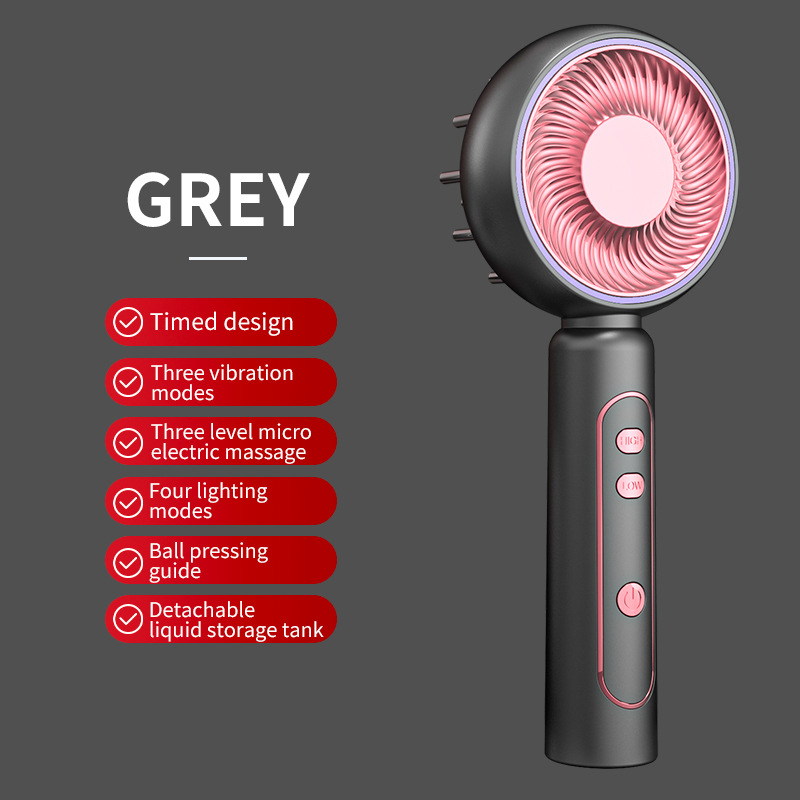 V888-ELOSUNG31138-202505261513-00 Grey Advanced Scalp Therapy Comb: Red/Blue Light, EMS & Serum Applicator - Image 1