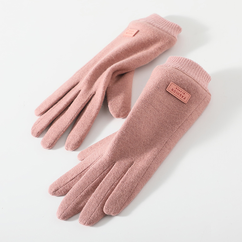 V888-ELOSUNG32030-202505261546-00 Pink Elegant Women's Wool Blend Winter Gloves - Cozy Fleece-Lined Touchscreen Warmth - Image 1