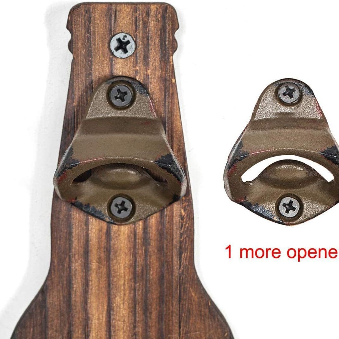 V888-ELOSUNG32074-202505261546-02 Brown Rustic Wooden Wall-Mounted Bottle Opener with Cap Catcher - Vintage Beer Opener for Bar & Kitchen - Image 3