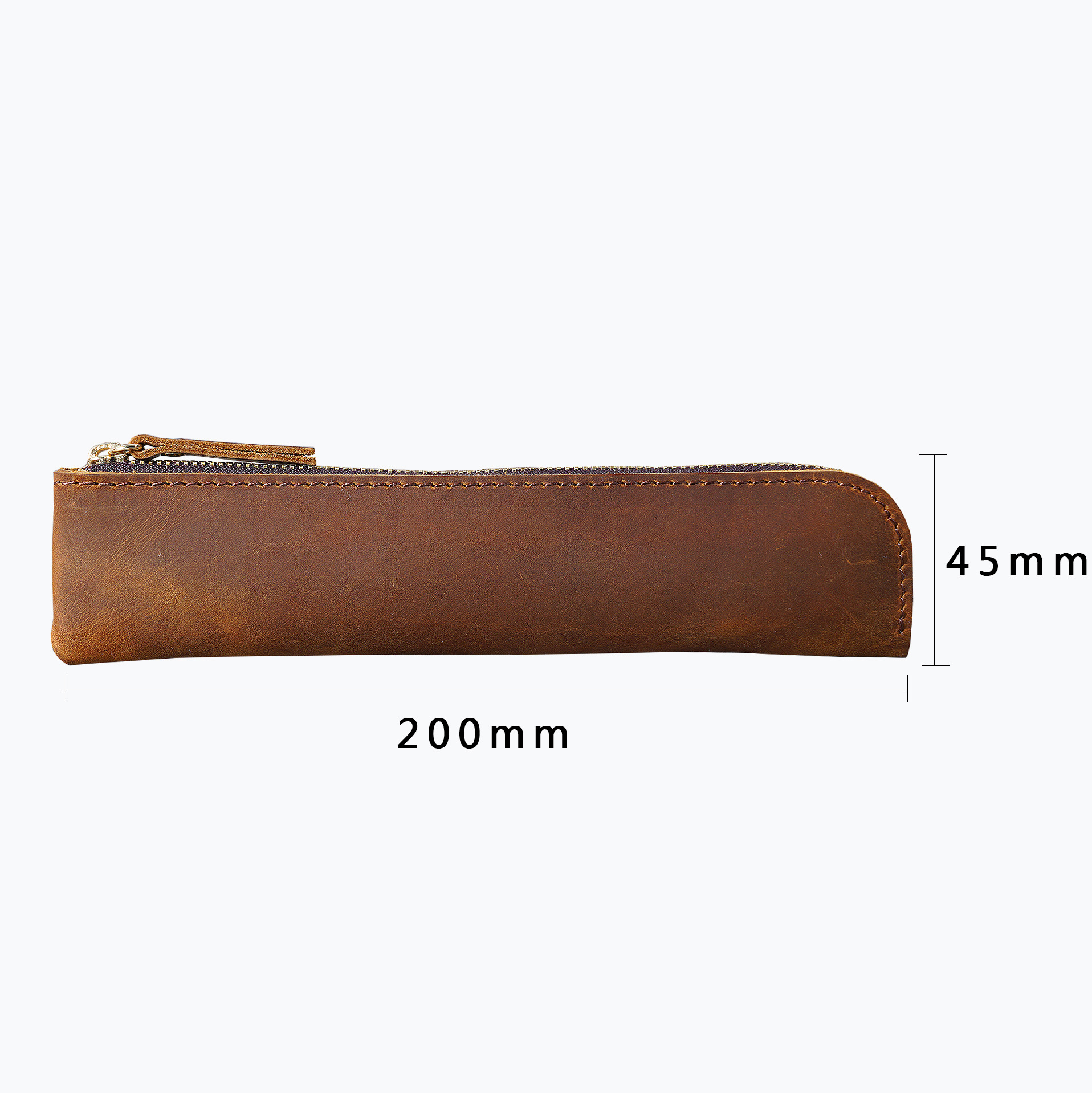 V888-ELOSUNG32148-202505301146-02 Brown Vintage Crazy Horse Leather Zippered Pen Case - Retro Pencil Pouch & Small Accessories Bag - Image 3