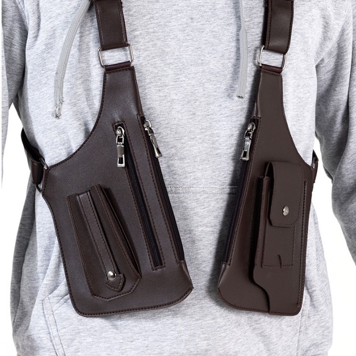 V888-ELOSUNG32378-202506190725-01 Brown Urban Tactical Anti-Theft Shoulder Holster Bag - Secure Multi-Pocket Chest Rig for Men - Image 2