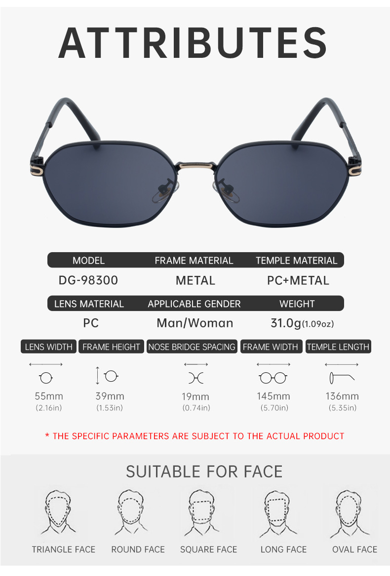 V888-ELOSUNG32393-202506190648-06 Blue Lenses Chic Oval Sunglasses for Women - UV400 Protection Lightweight Metal Frame, Comfortable Design - Image 7