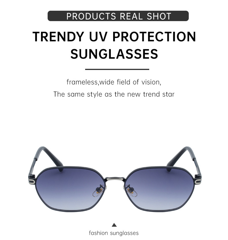 V888-ELOSUNG32395-202506190648-03 Blue Gradient Lenses Chic Oval Sunglasses for Women - UV400 Protection Lightweight Metal Frame, Comfortable Design - Image 4