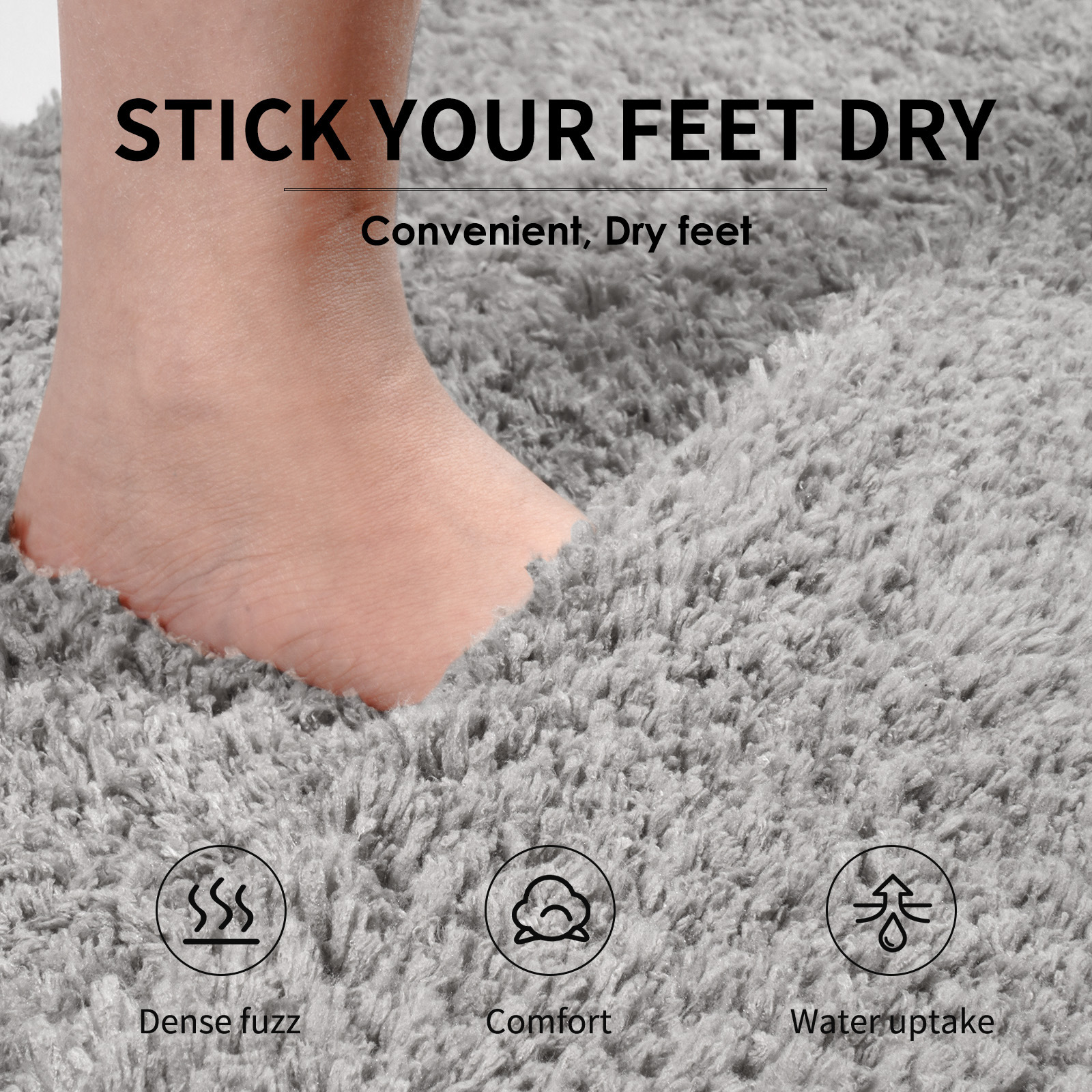 V888-ELOSUNG32515-202506191023-01 Brown Ultra Absorbent Plush Bath Mat - Non-Slip Bathroom Rug with Innovative Foot Drying Pocket - Image 2
