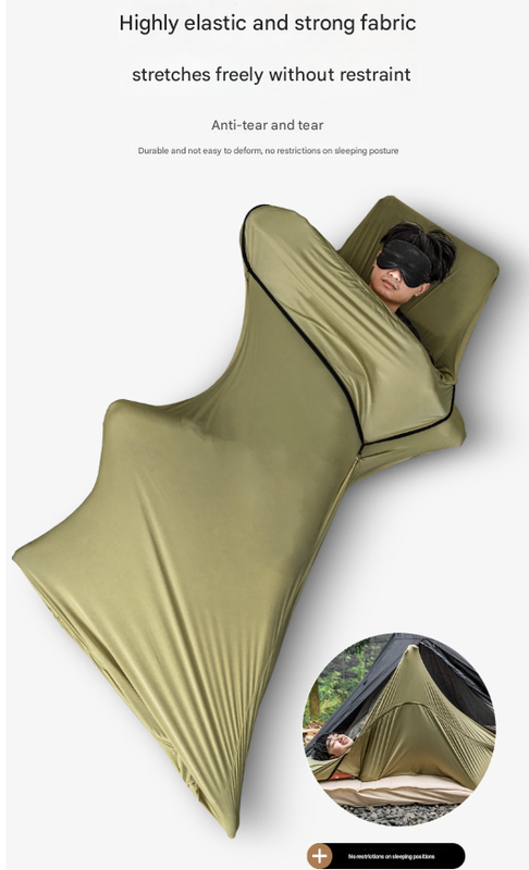 V888-ELOSUNG32560-202506191336-02 Green Ultra-Stretch Sleeping Bag Liner - Portable & Lightweight Envelope Sleep Sack for Camping & Travel - Image 3