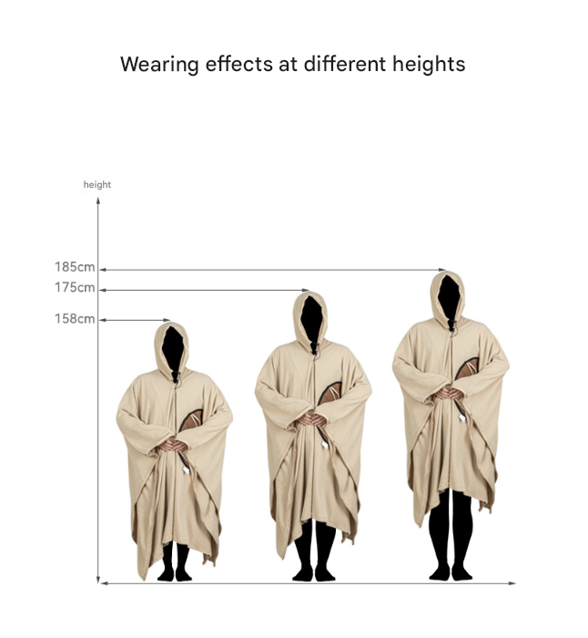V888-ELOSUNG32563-202506241135-07 Green Cozy 4-in-1 Wearable Fleece Poncho Sleeping Bag - Multifunctional Camping Blanket with Detachable Hood - Image 8