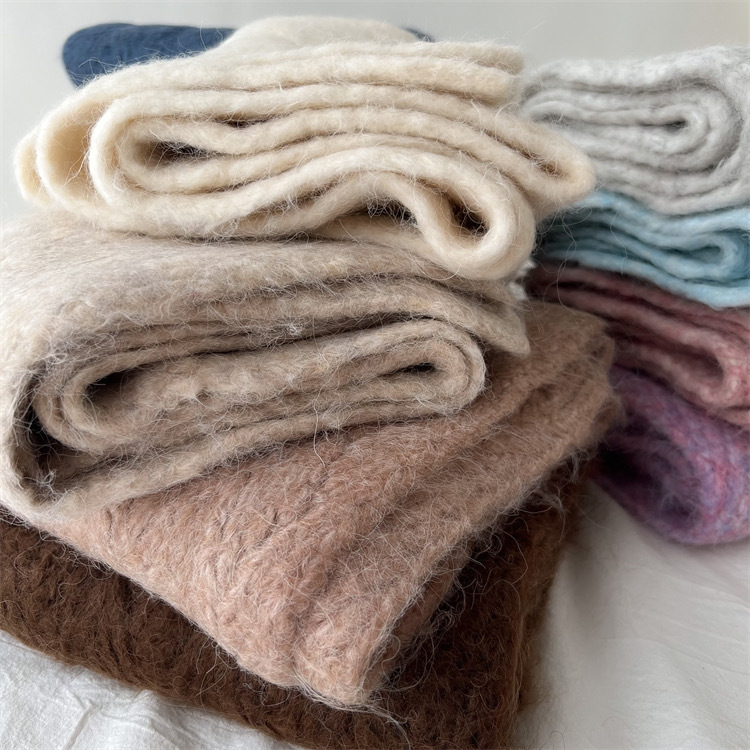 V888-ELOSUNG32666-202506250953-02 Light Grey Alpaca Wool Blend Solid Color Knitted Scarf for Women Winter New Style Student High Quality Couple Woolen Neck Warmer - Image 3