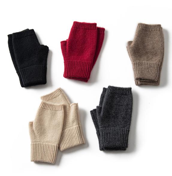 V888-ELOSUNG32674-202506251007-01 Red Color Block Cashmere Fingerless Gloves for Women Autumn Winter Outdoor Cold Protection Warm Knitted Gloves - Image 2