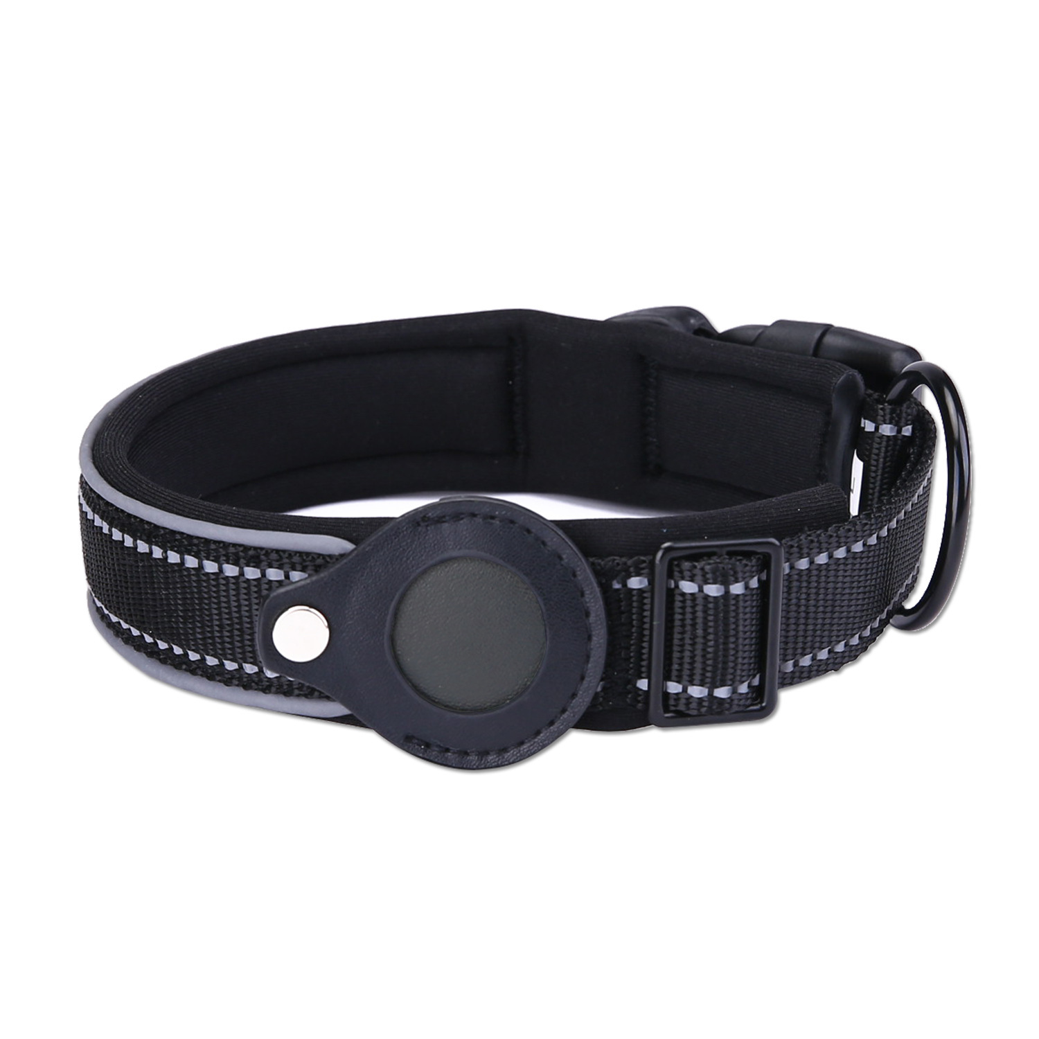 V888-ELOSUNG32705-202506301002-00 Size M Black Reflective Adjustable Anti-Lost Pet Collar (For Apple AirTag - Collar Only, Tracker Not Included) - Image 1