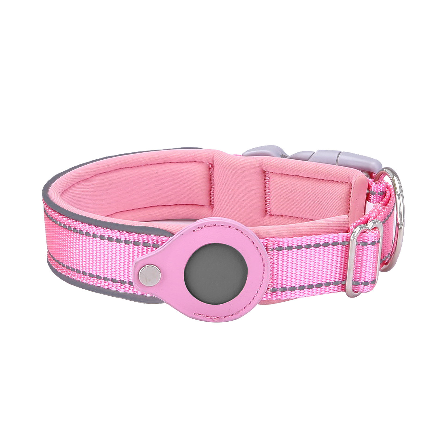 V888-ELOSUNG32711-202506301002-00 Size XL Pink Reflective Adjustable Anti-Lost Pet Collar (For Apple AirTag - Collar Only, Tracker Not Included) - Image 1