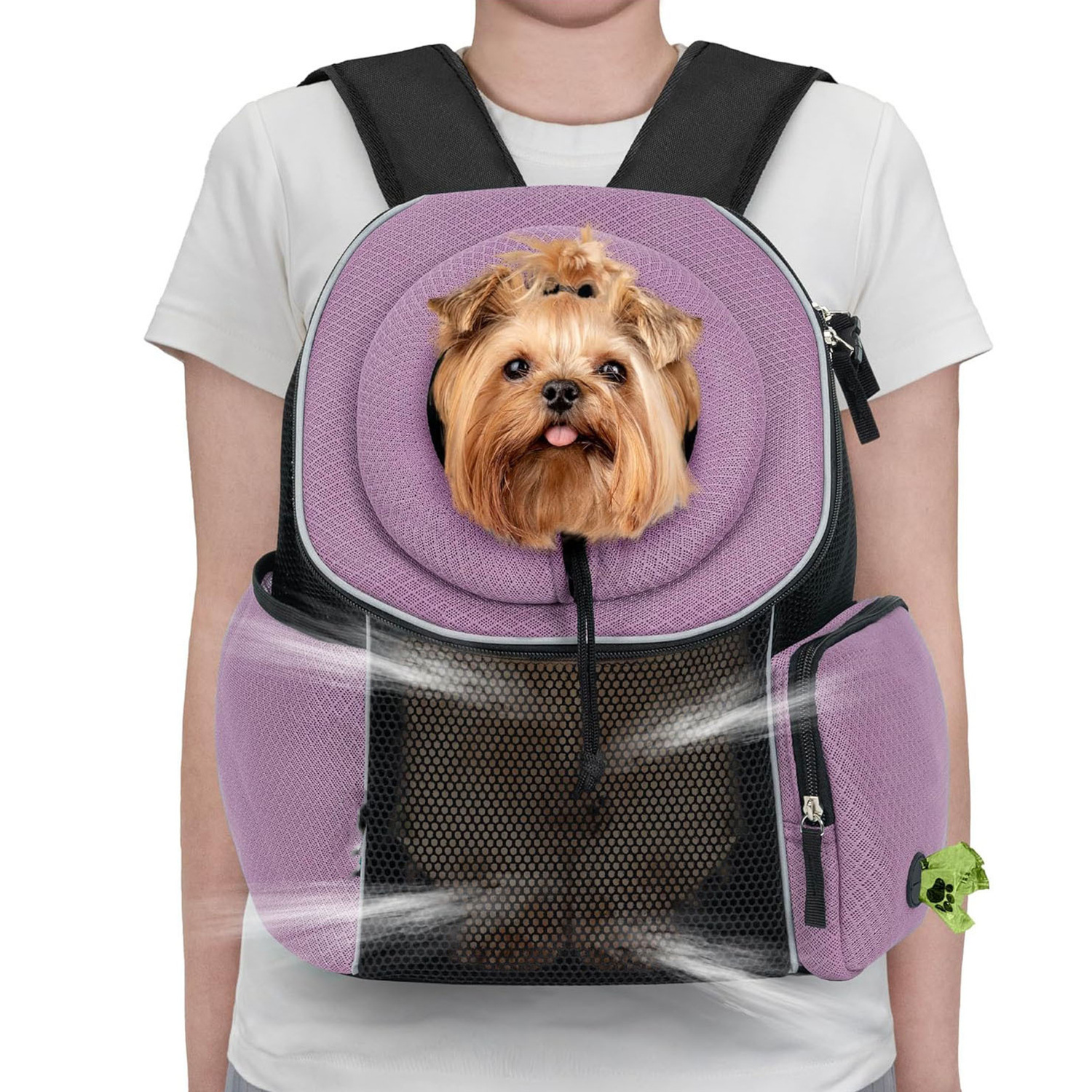 V888-ELOSUNG33073-202505281126-00 Ventilated Adjustable Pet Backpack - Carrier for Small to Medium Dogs and Large Cats, Purple - Image 1
