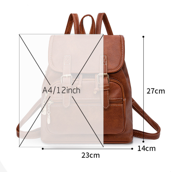 V888-ELOSUNG33323-202506190635-01 Brown Stylish PU Leather Backpack for Women - Compact Travel Companion - Image 2