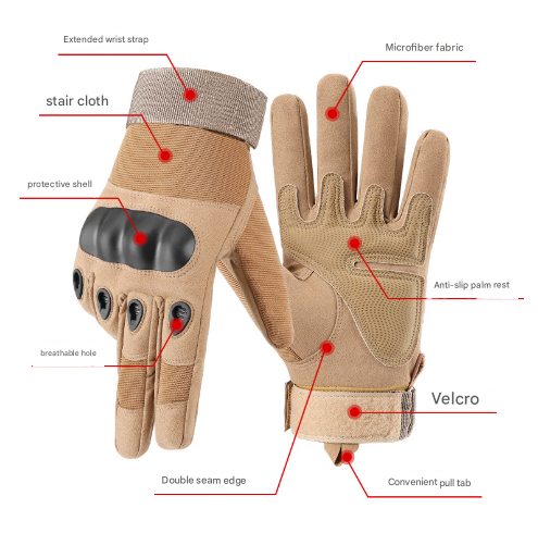 V888-ELOSUNG33612-202507021007-01 XL Khaki Hard Knuckle Tactical Gloves - Full-Finger Protective Gear for Motorcycle, Cycling & Outdoor Sports - Image 2