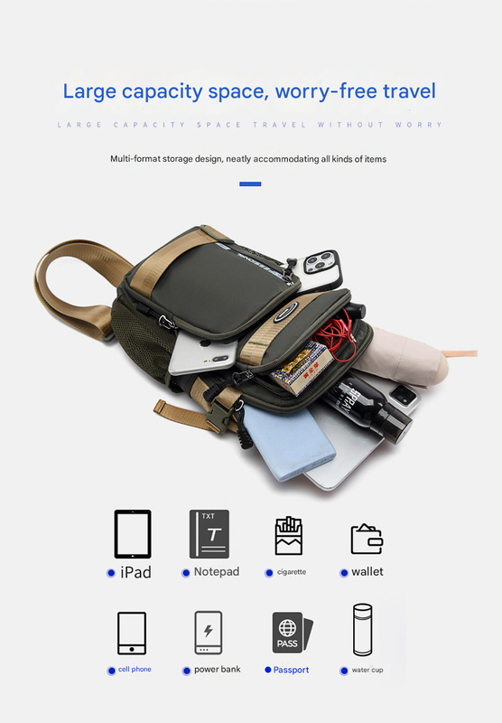 V888-ELOSUNG340660-202506051902-01 Army Green Stylish Multi-Functional Men's Chest Bag - Lightweight Crossbody Sling Pack - Image 2