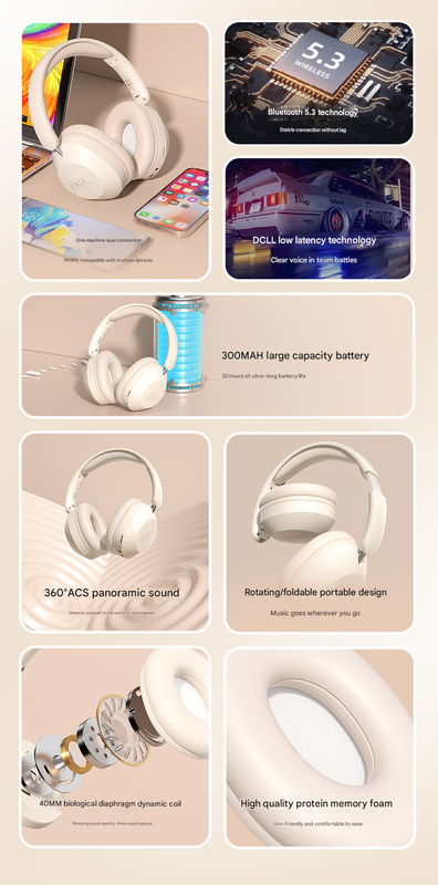 V888-ELOSUNG34091-202506091240-02 Pink SY-T4 luetooth Music Headset - New Wireless Over-Ear Headphones with Long Battery Life for Sports and Universal Phone Compatibility - Image 3