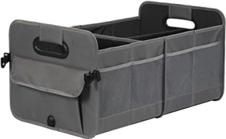 V888-ELOSUNG34122-202506101606-00 Grey Car Storage Box - Foldable Waterproof Trunk Organizer - Image 1