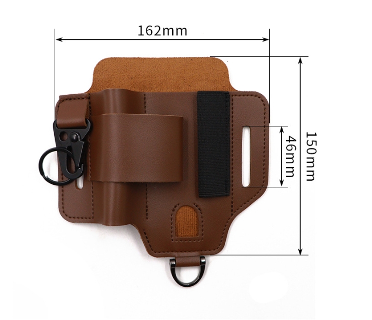 V888-ELOSUNG34236-202506241122-03 2-piece Black Outdoor EDC Tactical Tool Waist Bag - Multi-Functional Belt Storage Pouch with Flashlight, Copper Sleeve, and Survival Knife Holder - Image 4