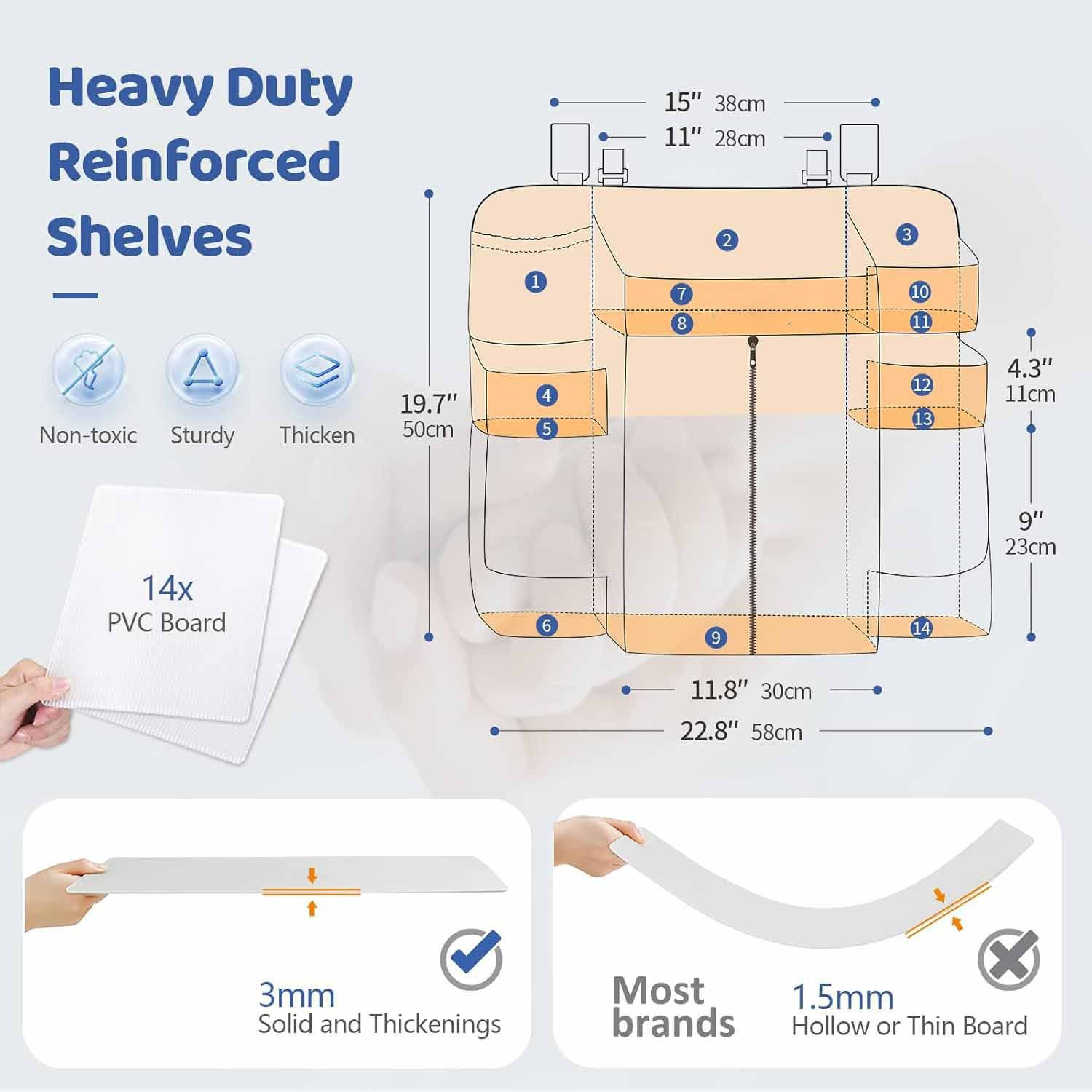 V888-ELOSUNG34276-202506250940-01 Beige Foldable Baby Crib Storage Hanging Bag - Large Capacity Organizer for Cribs and Changing Tables - Image 2