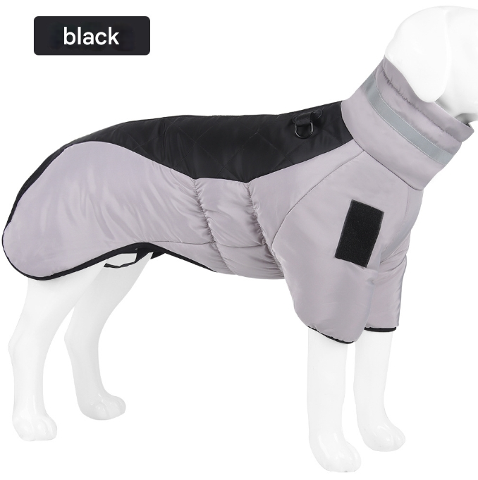 V888-ELOSUNG34326-202506301107-00 Grayish black Reflective Winter Dog Coat - Waterproof Puffer Vest with Harness D-Ring for Outdoor Walks(6XL) - Image 1