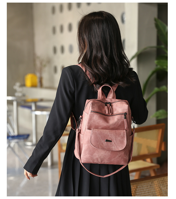 V888-ELOSUNG35021-202506191036-04 Stylish Women's PU Leather Backpack - Versatile Shoulder Bag with Multiple Pockets(Khaki) - Image 5