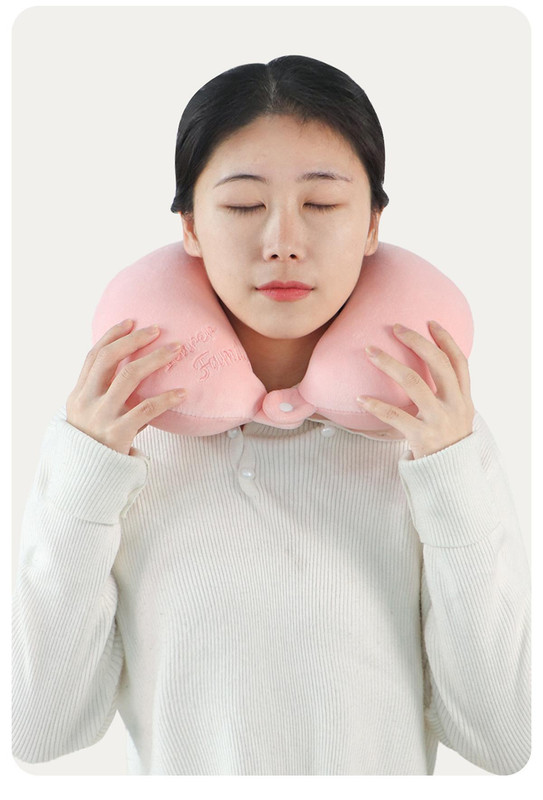 V888-ELOSUNG35240-202506241121-03 2-in-1 Convertible Eye Mask & Travel Neck Pillow Set - Plush Fabric with Snap Closure(pink) - Image 4