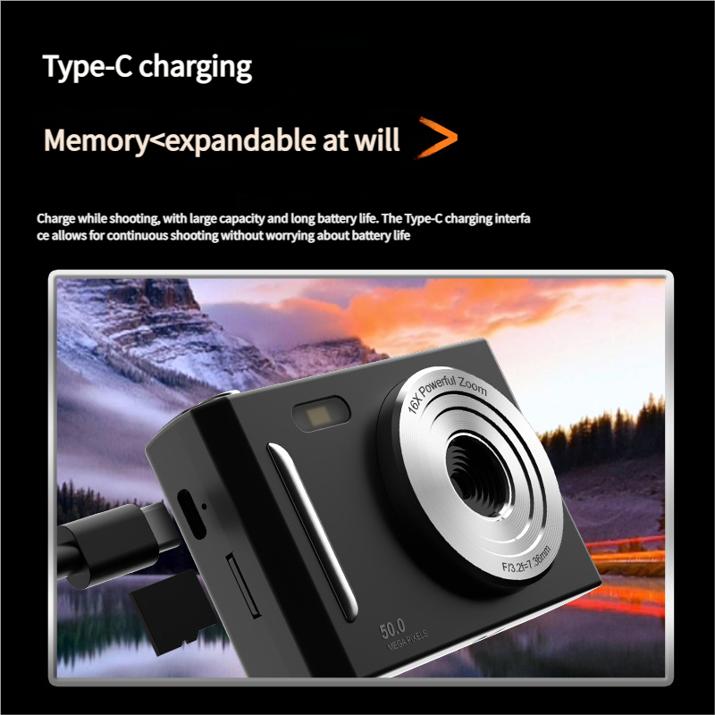 V888-ELOSUNG35334-202506250935-03 50MP HD Digital Camera with 8X Zoom & Dual Lens System(black) - Image 4