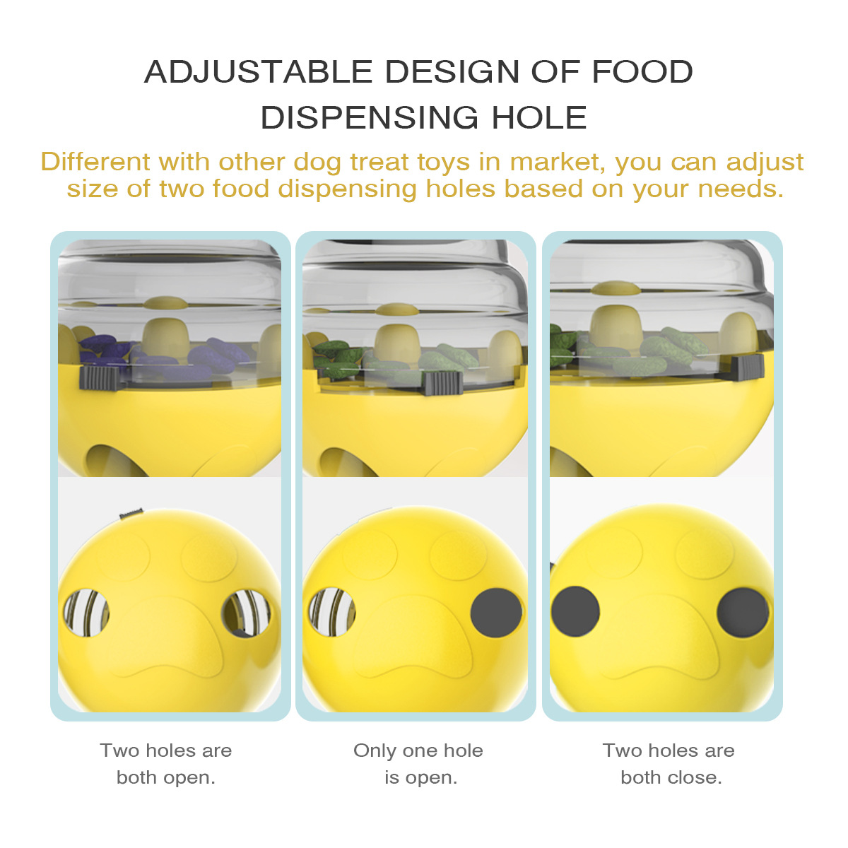 V888-ELOSUNG35364-202506301002-04 Interactive Dog Puzzle Feeder with Adjustable Food Dispensing Holes(Yellow) - Image 5