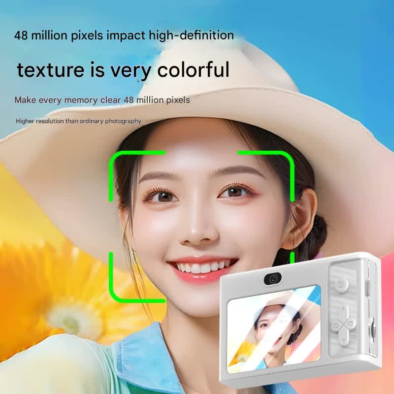 V888-ELOSUNG35514-202507020954-03 48MP Digital Camera for Kids & Beginners - 1080P Vlogging, 8x Zoom, Filters & Games(White) - Image 4