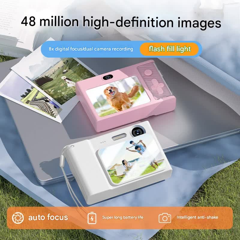 V888-ELOSUNG35516-202507021031-02 48MP Digital Camera for Kids & Beginners - 1080P Vlogging, 8x Zoom, Filters & Games(black) - Image 3