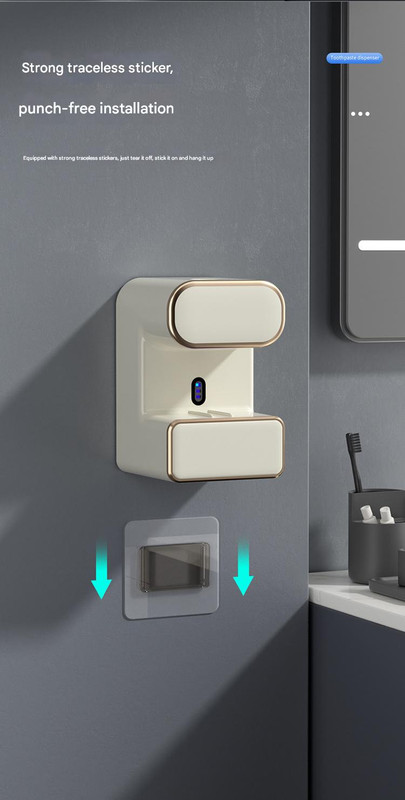 V888-ELOSUNG35588-202507041021-04 Automatic Toothpaste Dispenser with UVC Toothbrush Sterilizer & Holder - Wall Mounted, Rechargeable(Grey) - Image 5