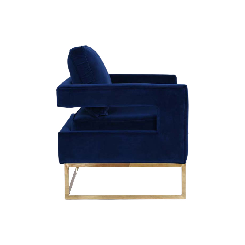 V912-YT2820G_BLUE-204689-01 Golden Framed Bottom Armed Accent Chair_Blue - Image 2