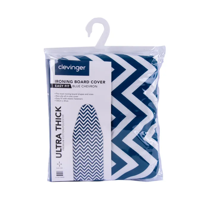 V915-CV0250-203837-04 Ironing Board Cover 435x 115cm Blue Chervon - Image 5