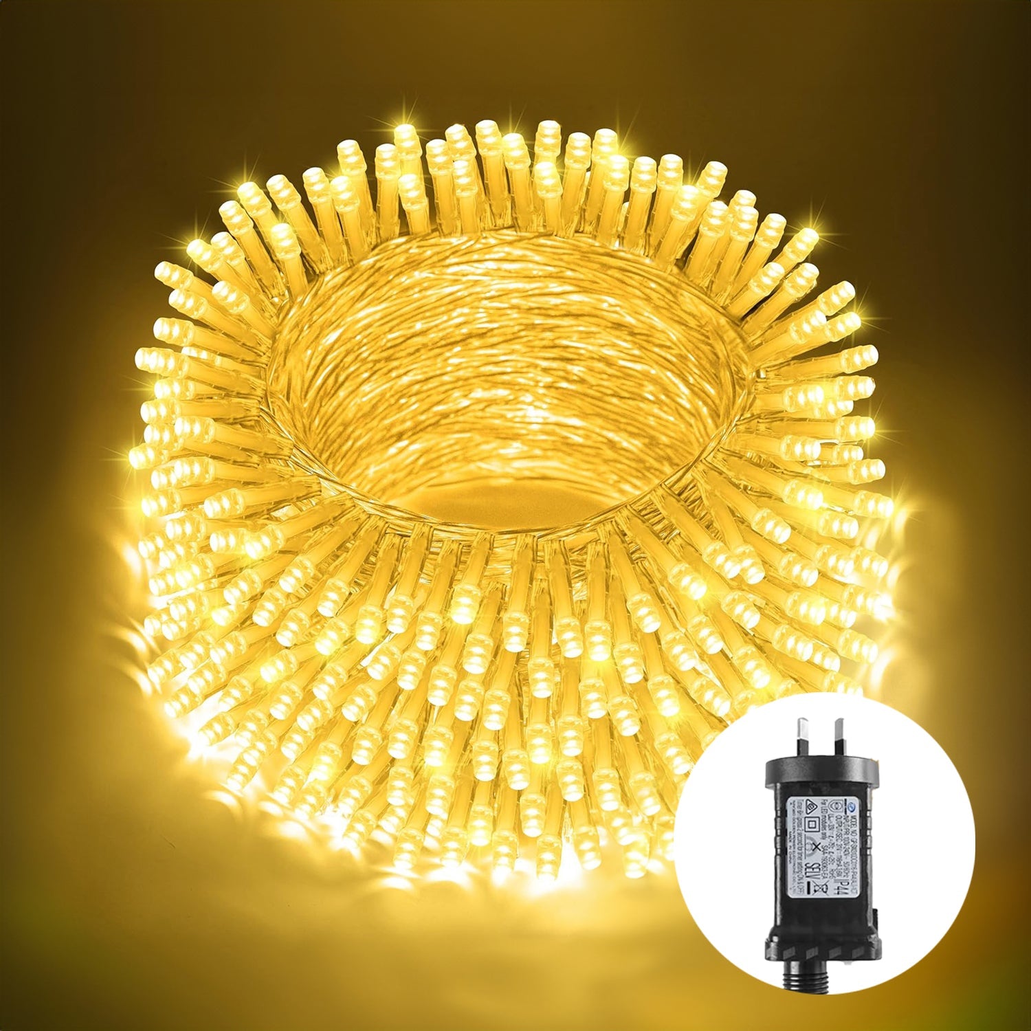V915-XU1129-205280-00 400 Low Voltage LED Curtain Lights 8 Functions 1.9x2M Christmas Decoration Warm White - Image 1