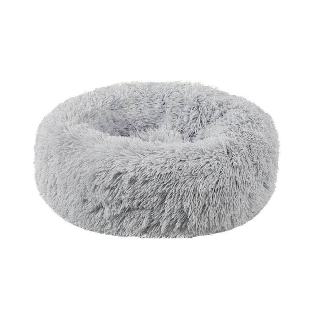 V915-ZP0096-L-204063-00 Plush Donut Faux Fur Calming Pet Nest - Grey - L - Image 1