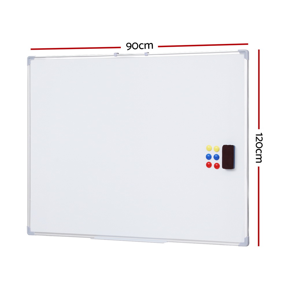 WB-90X120-BOARD-173833-01 Magnetic Whiteboard 90x120cm Erase Board Marker Eraser Tray Home Office School - Image 2