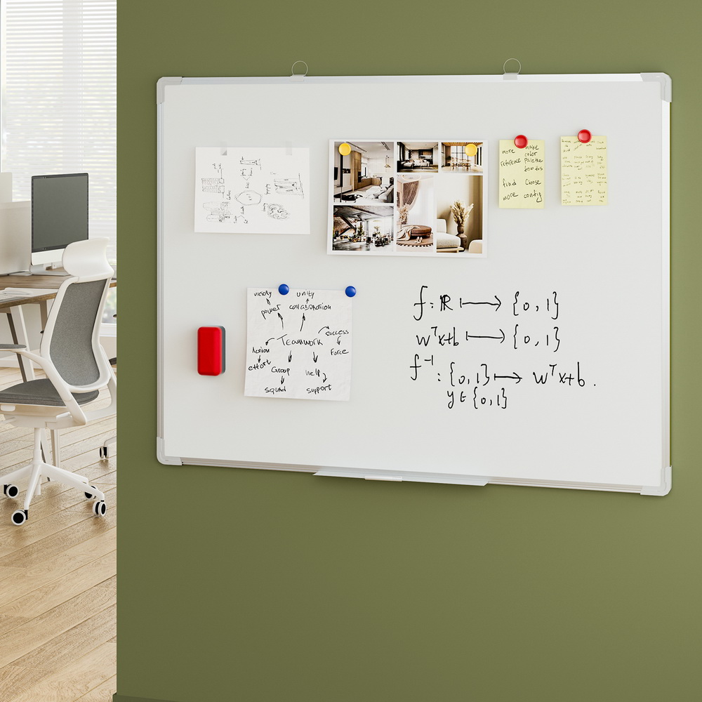 WB-90X120-BOARD-173833-04 Magnetic Whiteboard 90x120cm Erase Board Marker Eraser Tray Home Office School - Image 5