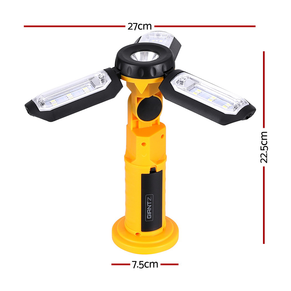 WL-TRI-27LED-FOLD-YL-186251-01 Giantz Work Light Rechargeable USB Cordless LED Lamp Hook Rotation Folding - Image 2