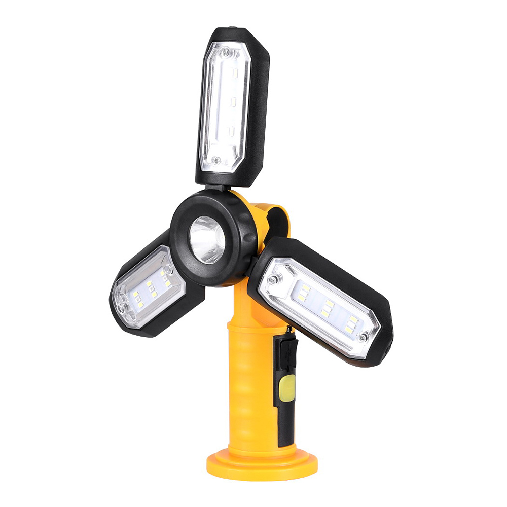 WL-TRI-27LED-FOLD-YL-186251-02 Giantz Work Light Rechargeable USB Cordless LED Lamp Hook Rotation Folding - Image 3