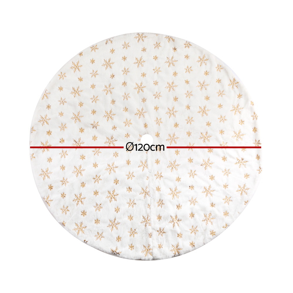 XMAS-CARPET-SNOWFLAKE-120-190855-01 Jingle Jollys Christmas Tree Skirt 120cm Snowflake Ornaments Xmas Decorations - Image 2