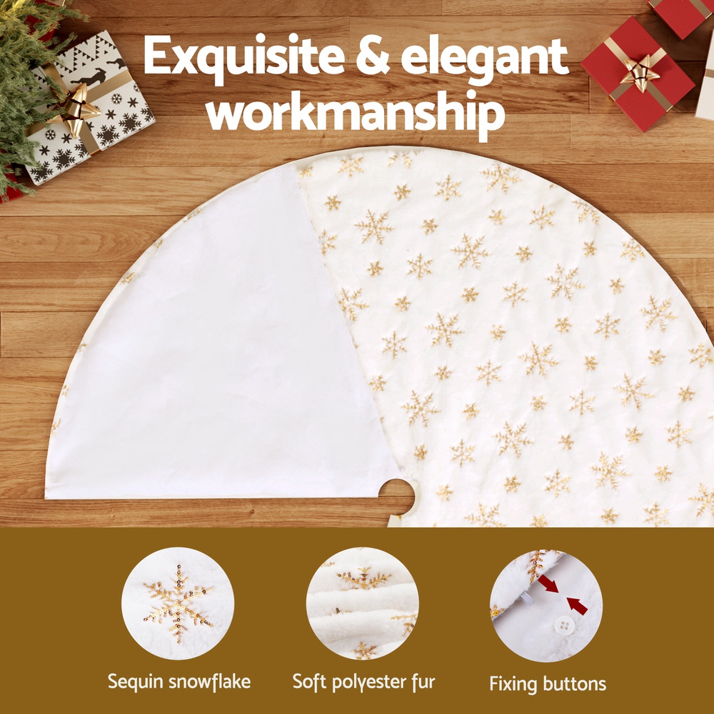 XMAS-CARPET-SNOWFLAKE-120-190855-03 Jingle Jollys Christmas Tree Skirt 120cm Snowflake Ornaments Xmas Decorations - Image 4