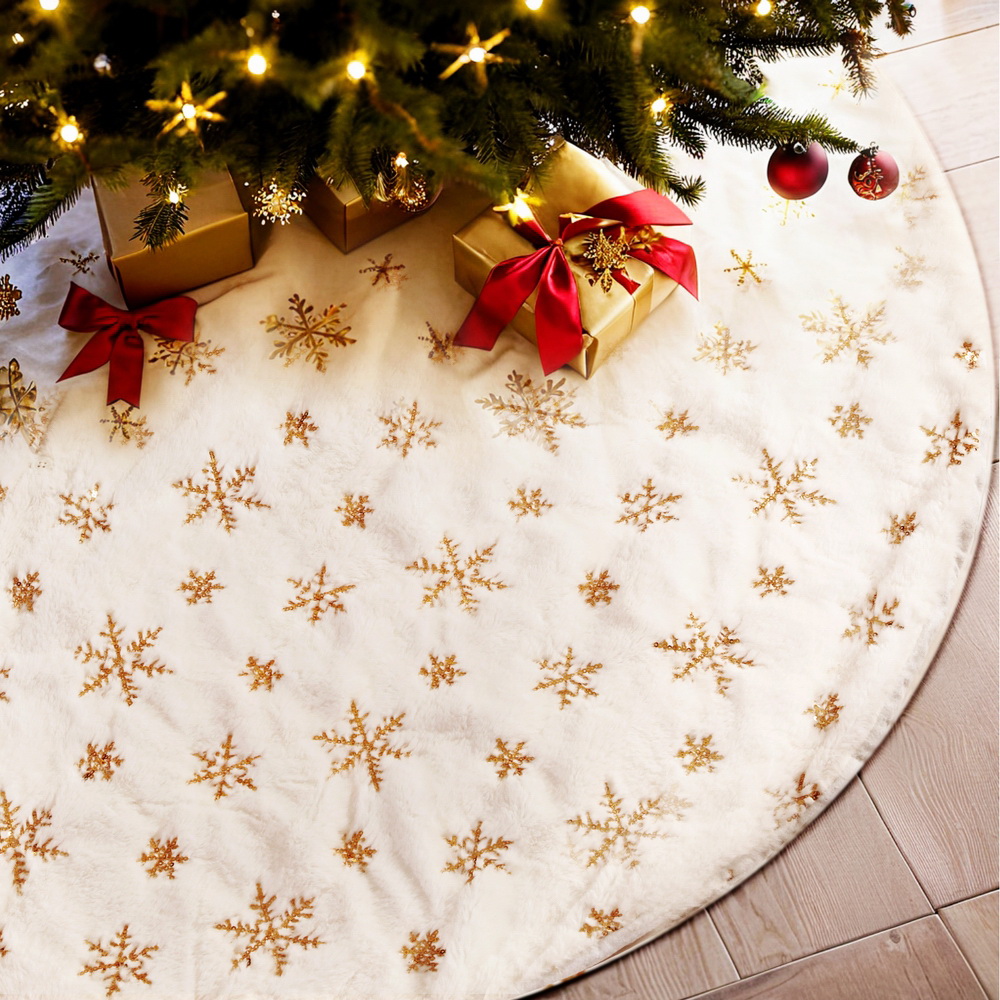 XMAS-CARPET-SNOWFLAKE-120-190855-06 Jingle Jollys Christmas Tree Skirt 120cm Snowflake Ornaments Xmas Decorations - Image 7